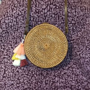 Handwoven Round Rattan Purse